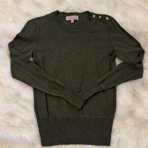 Philosophy Olive Button-Shoulder Sweater
